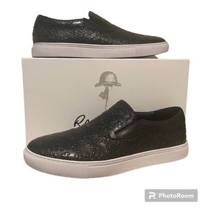 Robert Graham Napa RG5555S Mens Black Leather Lifestyle Sneakers Shoes